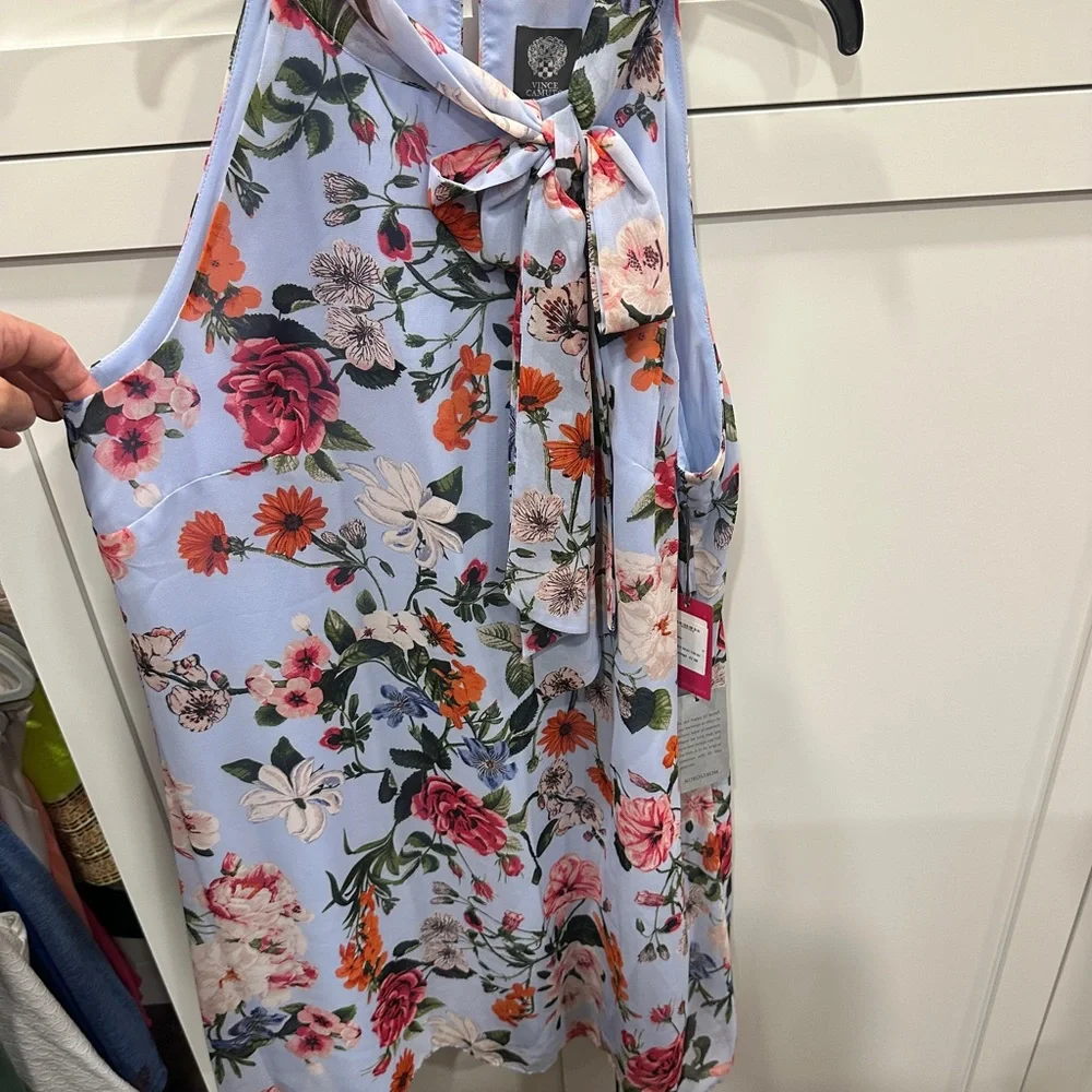 Vince Camuto Floral Sleeveless Dress with Neck Bow NWY SZ 16 - Picture 2 of 9